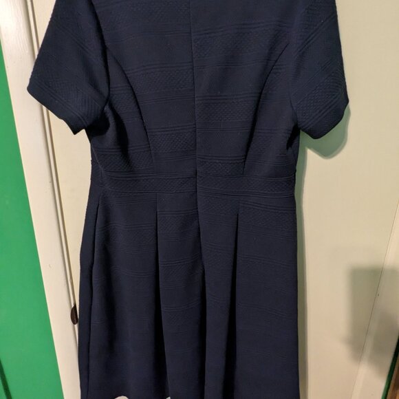 Lane Bryant Navy Blue Textured Dress with Pockets - Picture 4 of 9